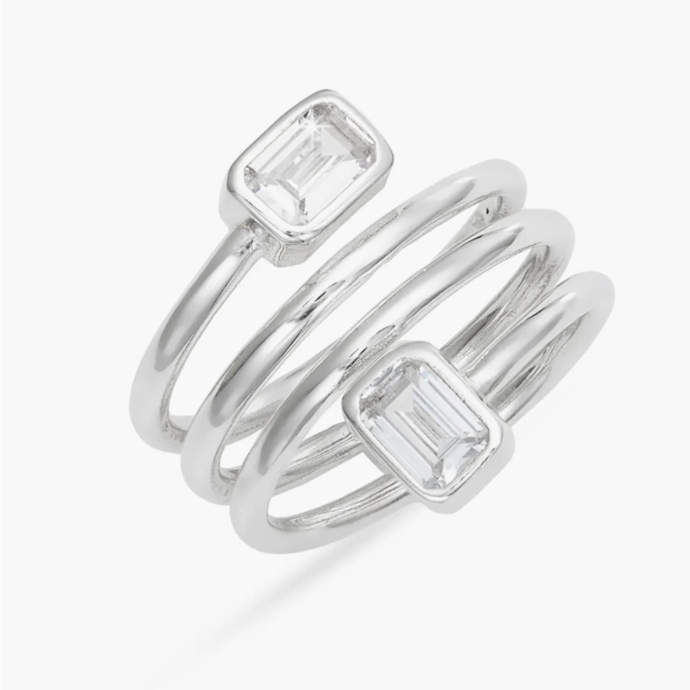 SHYMI Emerald Cut Spiral Statement Ring